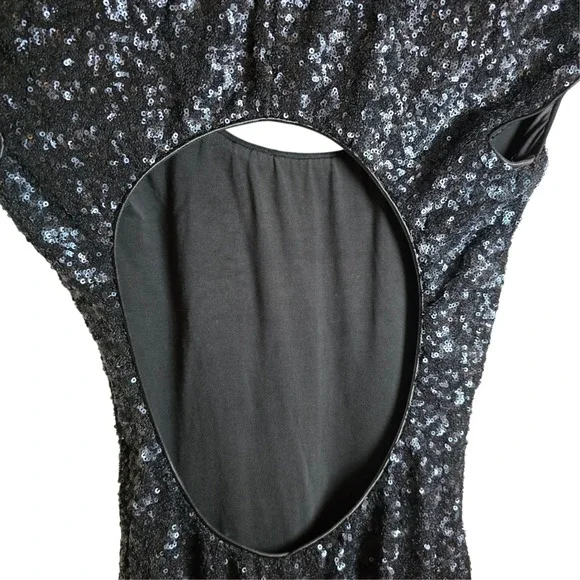 Dress the Population Gabriella Black Sequin Open Back Cocktail Dress S USA - Picture 5 of 7
